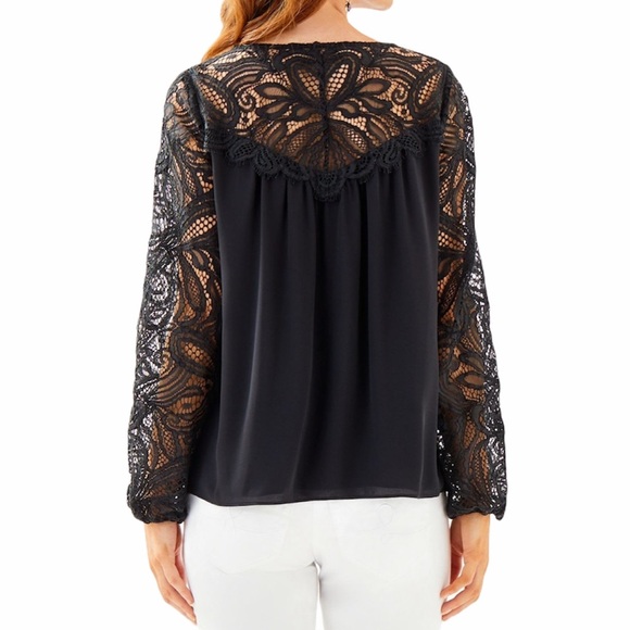 LILLY PULITZER Keegan Black Lace Top - Picture 2 of 5